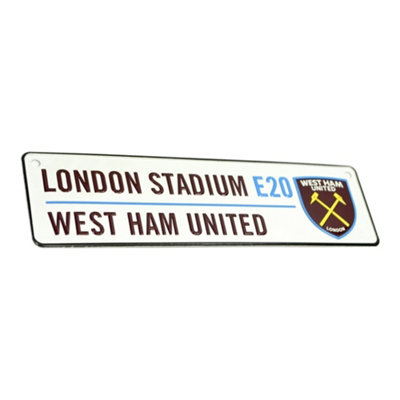  - West Ham United Fc New Crest 3D Embossed Metal Hanging Street Sign White/black (One Size)