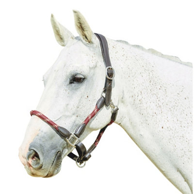 Kincade Leather Rope Headcollar Burgundy/brown (Cob) from B&Q