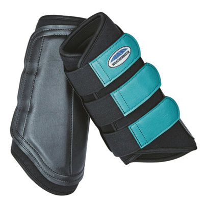 Weatherbeeta Single Lock Brushing Boots Black/turquoise (Warmblood) from B&Q