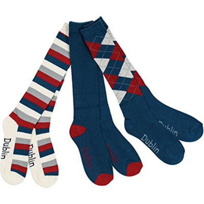 Dublin Unisex Socks (Pack Of 3) Navy/red/white (One Size) from B&Q