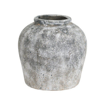 B&Q -  Aged Stone Ceramic Vase Grey (One Size)