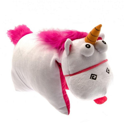 Despicable Me Official Fluffy Unicorn Folding Cushion White/pink (One Size) from B&Q