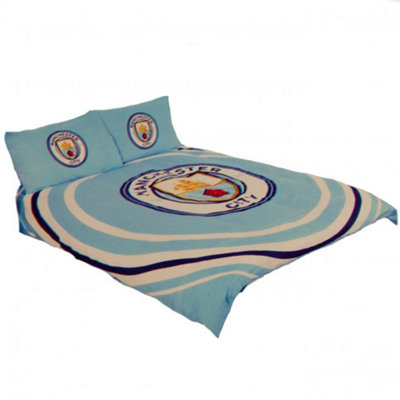  - Manchester City Fc Pulse Double Duvet Set Sky Blue (One Size)