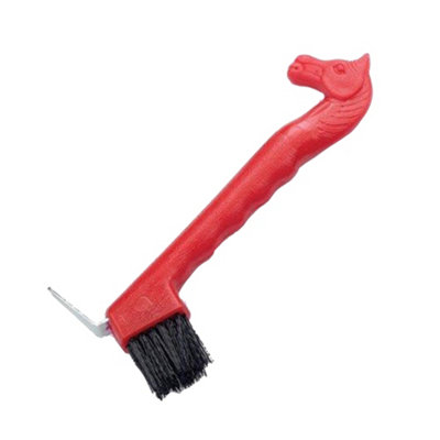 Lincoln Horse Head Hoof Pick With Brush Red (One Size) from B&Q