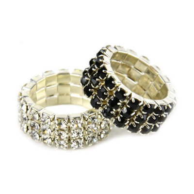 Lincoln Diamante Plaiting Bands (Pack Of 20) (One Size) Black