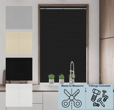 Caecus Blinds Caecus Made To Measure Pvc Venetian Blind Black 120Cm Width X 210Cm Long Drop from B&Q