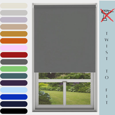Caecus Blinds Mtm Blackout Roller Blind Charcoal Grey 120Cm 210Cm Drop from B&Q