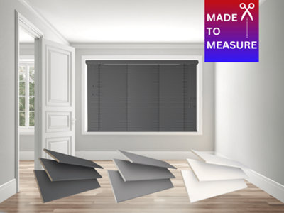 Caecus Blinds Made To Measure Faux Wood Venetian Blind StringDark Grey 60Cm Width X 120Cm Drop from B&Q