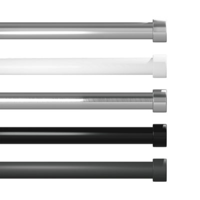 Caecus Blinds Eyelet Metal Extendable Curtain Pole 25/28 120-220Cm Brushed Chrome Flat