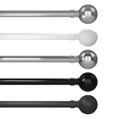Caecus Blinds Eyelet Metal Extendable Curtain Pole 25/28 120-220Cm Polished Chrome Ball