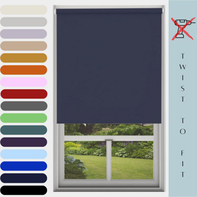 Caecus Blinds Mtm Blinds Outlet No Drill Blackout Roller Blind Navy 240Cm from B&Q