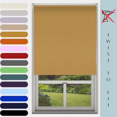 Caecus Blinds Mtm Blinds Outlet No Drill Blackout Roller Blind Ochre 240Cm from B&Q