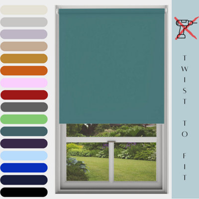 Caecus Blinds Mtm Blinds Outlet No Drill Blackout Roller Blind Teal 060Cm from B&Q