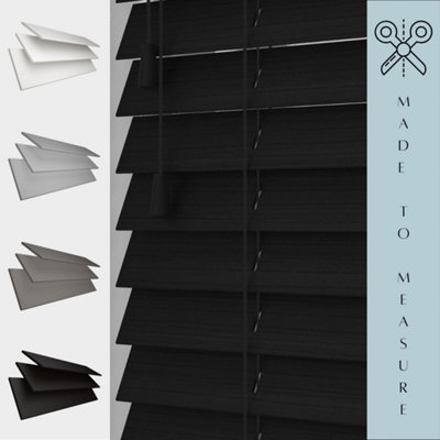 Caecus Blinds Made To Measure Faux Wood Venetian Blind StringBlack 45Cm Width X 160Cm Drop from B&Q