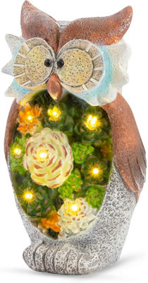 Globrite Owl Garden Ornament With Solar Led LightWaterproof Resin Figurine Statue For Outdoor Patio Lawn & Garden Décor from B&Q