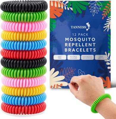 B&Q -  Mosquito Repellent Bracelet 12 Pack (Multi-Coloured)Deet Free Insect And Mosquito Repellent BandsOutdoor Protection