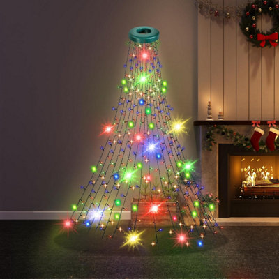 Globrite Christmas Tree Stand Lights5 Ft 288 Led Multi-Coloured 8 Modes Memory Timer Ip44 Waterproof Indoor Outdoor Décor from B&Q
