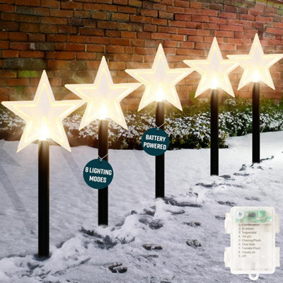 Globrite Star Garden Pathway Lights5 Pack39 Cm LedBattery Powered Ip44 Waterproof Outdoor Christmas Decorations from B&Q
