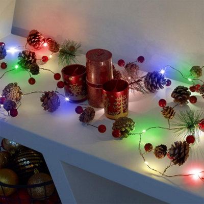 Globrite Unisex Multicolor Christmas Garland With Lights 6.5Ft/2M 20 Led Multi Coloured Indoor Decor - Image 4