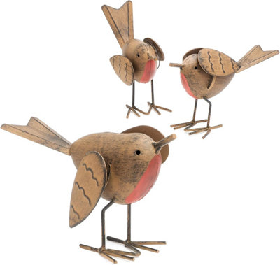 Globrite Set Of 3 Polyresin Robin Garden OrnamentsWeatherproof Outdoor Bird Statues from B&Q