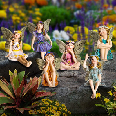 Globrite Set Of 6 Weatherproof Polyresin Fairy Garden Ornaments With 10Cm Support Ground Stakes from B&Q