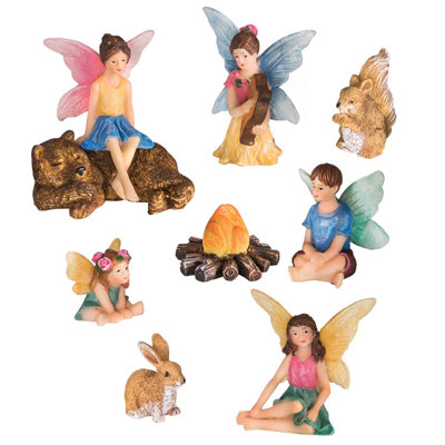 B&Q -  Set Of 9 Weatherproof Polyresin Fairy Garden OrnamentsHand-Painted Indoor And Outdoor Garden Decor