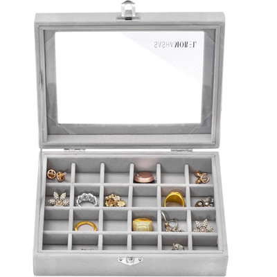 Sasha Morel Jewellery Box Case Organiser 24 Slot Earrings Rings Storage Display