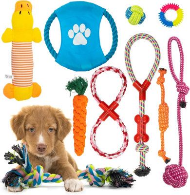 B&Q -  10-Pack Puppy Chew ToysIndestructible RopeSqueaky & Teething Toys For Small & Medium Dogs