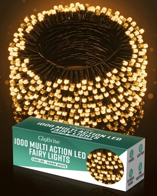 Globrite 100M 1000 Led Fairy Lights Warm White Plug In Indoor Outdoor String Lights With 8 Modes from B&Q