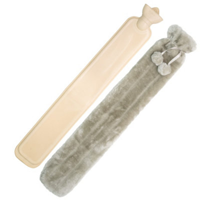 Tanness 2L Long Hot Water Bottle With Cover 75Cm Rubber Body Warmer For NeckBackAnd ShouldersGrey from B&Q