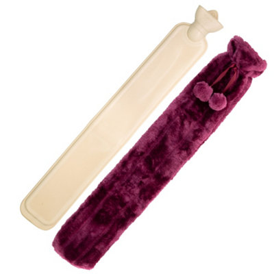 Tanness 2L Long Hot Water Bottle With Cover 75Cm Rubber Body Warmer For NeckBackAnd ShouldersPurple from B&Q