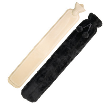 Tanness 2L Long Hot Water Bottle With Cover 75Cm Rubber Body Warmer For NeckBackAnd ShouldersBlack from B&Q