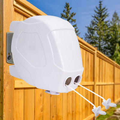 B&Q -  Retractable Washing Line30MHeavy Duty TwinExtendable Non-Slip Clothes Dryer With Hook For Indoor & Outdoor Use