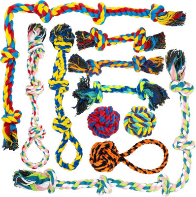 Fur & Bone 10-Pack Indestructible Dog ToysNatural Cotton Chew & Tug Of War Rope Set For All Breeds & Aggressive Chewers