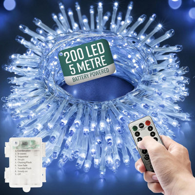 Globrite White Globirite 200 Cool Led Garden Fairy Lights Battery Operated With Remote - Lighting Modes Size 8