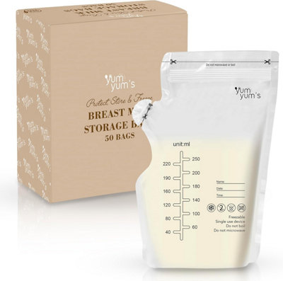 Tanness Breast Milk Storage Bags50 Pack250 MlPre-Sterilised Double Zip Leak-Proof Seal With Easy Pour Spout For Feeding from B&Q