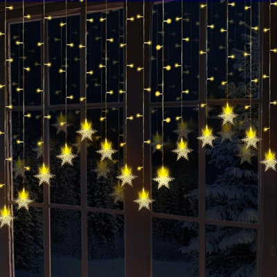 B&Q -  Star Curtain Light 104 Led Warm WhitePlug-In Window Fairy Lights With 8 Modes & Remote Control For Festive Décor