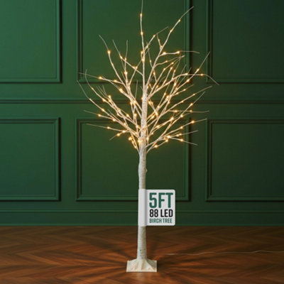 Globrite Pre-Lit Christmas Twig Tree5 FtWhite Birch 88Warm White Led Bendable Branches Indoor Outdoor With Pegs from B&Q
