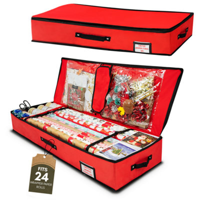 Pelle & Sol Christmas Wrapping Paper Storage Bag - Fits 24 Rolls, 600D Tear-Proof Organizer, Space-Saving Design, Ideal for Christmas and Holiday Wrapping Paper Storage and Organization - RED - Image 4