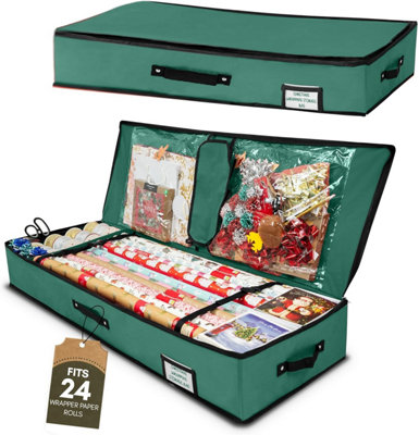 Pelle & Sol Christmas Wrapping Paper Storage Bag - Fits 24 Rolls, 600D Tear-Proof Organizer, Space-Saving Design, Ideal for Christmas and Holiday Wrapping Paper Storage and Organization - GREEN - Image 4
