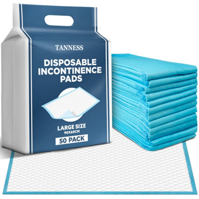 Tanness Disposable Incontinence Bed Pads 90X60Cm Waterproof Underpads Absorbent Protection Pack Of 50
