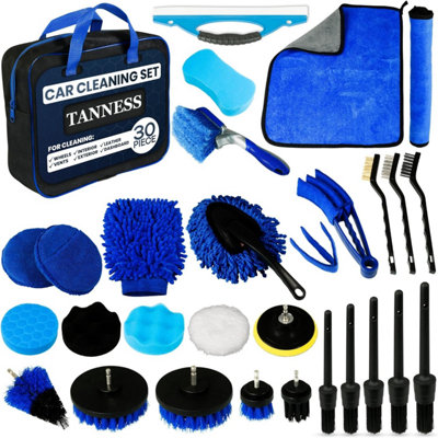 B&Q -  Car Cleaning Kit 30 PieceCar Wash Brush SetDetailing Tools For Interior And Exterior Cleaning