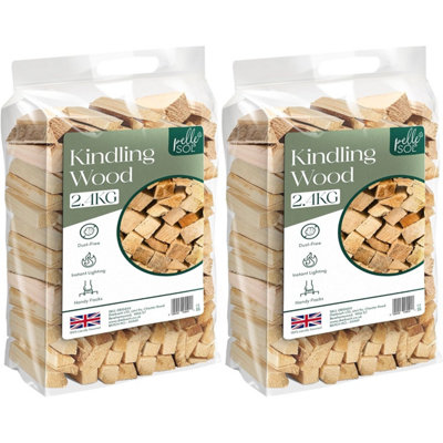 Pelle & Sol Kindling Wood Pack X 2.4 Kg (4.8 Kg Total) - Long-Burning Heat Logs For Wood Burner, Bbq And Pizza Oven Size 2