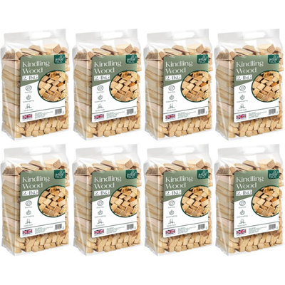Pelle & Sol Kindling Wood Pack X 2.4 Kg (19.2 Kg Total) - Long-Burning Heat Logs For Wood Burner, Bbq And Pizza Oven Size 8