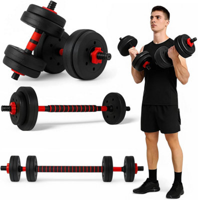 Tanness 10Kg Adjustable Dumbbells Set With Barbell Conversion Rod Home Gym Weights Equipment from B&Q