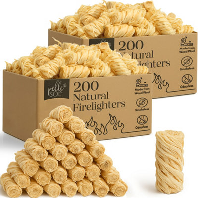 Pelle & Sol Natural Firelighters400 PackLong-Burning Odourless Fire Starters For Wood Burners Bbqs & Pizza Ovens from B&Q