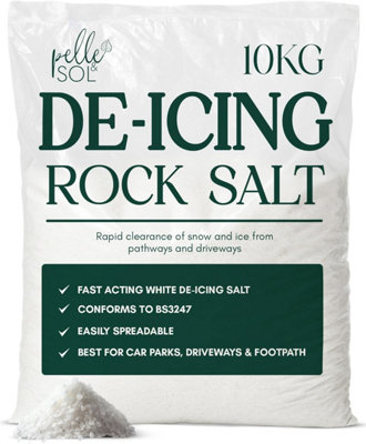 Pelle & Sol Rock Salt 10Kg White Grit De-Icing Salt For DrivewaysPathsAnd RoadsSnow And Ice Melt from B&Q