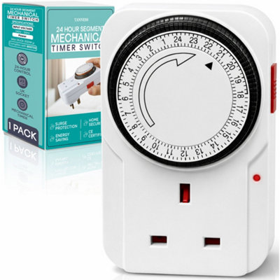 B&Q - Tanness1 Pack Plug-In Timer Switch24 Hour Segment Timer Plug Socket For Home SecurityEnergy SavingAnd Countdown Control