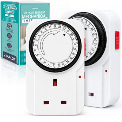 Tanness2 Pack Plug-In Timer Switch24 Hour Segment Timer Plug Socket For Home SecurityEnergy SavingAnd Countdown Control from B&Q