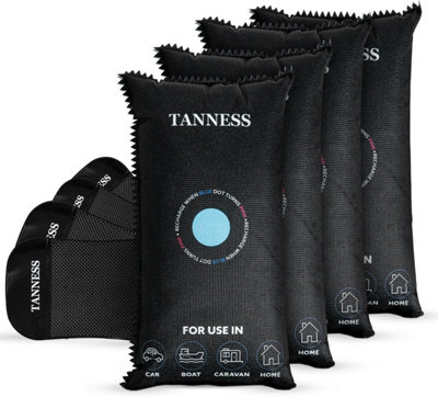 Tanness 4 Pack 1Kg Reusable Car Dehumidifier Bags With Anti-Slip Pads - Black - Image 3